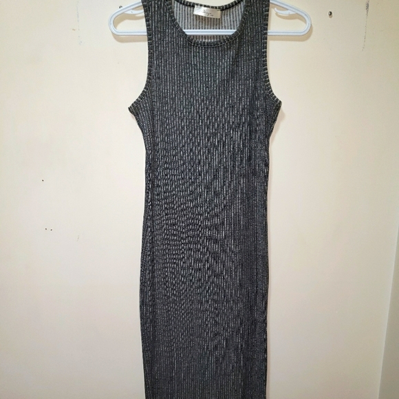 Gage Grey Tank Long Long Full Length Fitted Dress Stretchy 8 - Picture 1 of 3